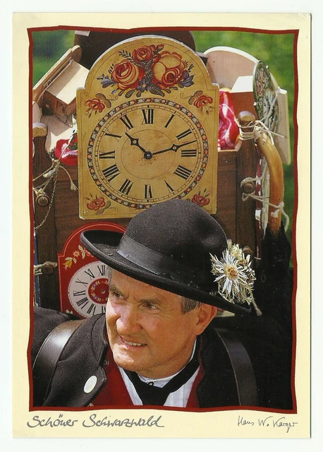 Schwarzwald Germany, Vintage Postcard, Black Forest, Clock Wearer in Schonach
