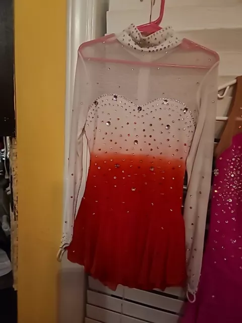 FIGURE SKATING COMPETITION dress Ombre Red And White With Swarovski ...