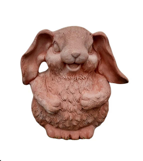 Coppia Di Statuette Coniglietto In Resina Per Giardino – Decorazione Fata Con Fiore, 12,5 Cm, Bianche, Per Esterni E Interni - 2