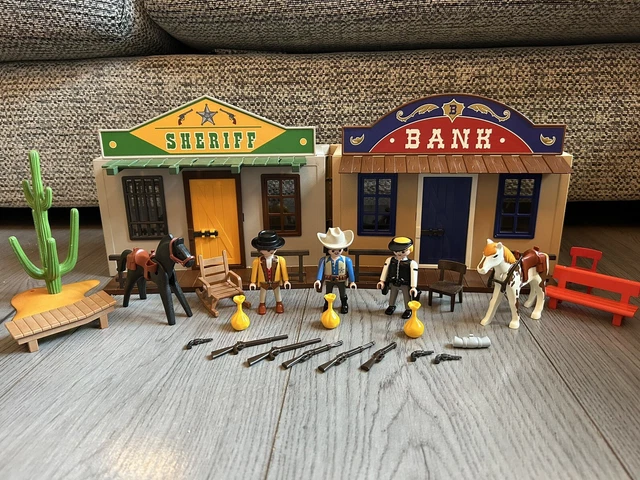Set PLAYMOBIL Vintage Western 4398 (2011) - Shérif, Bandits, Chevaux, Chariot - Occasion Bon état