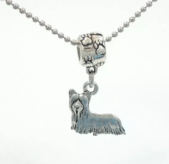 Skye Terrier Lovers Charm on Pawprint Slider for Bracelet OR Necklace FREE SHIP