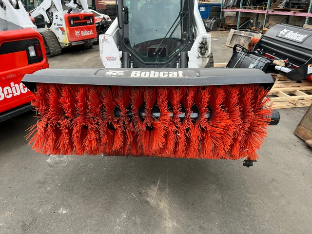 Bobcat 64" Angle Broom For Skid Steer Loader Mt100 , Poly Bristle, Quick Attach