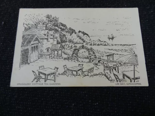smugglers cottage tea gardens lee bay ilfracombe postcard Devon - 49975