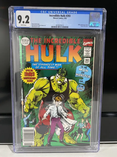 Incredible Hulk #393 CGC 9.2 1992 Marvel Comics 30th Anniversary Foil Cover