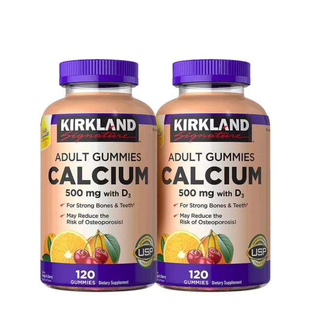 Kirkland Signature Calcium + D3 & Zinkgummis 120 Stück (2er-Pack), UK VERKÄUFER