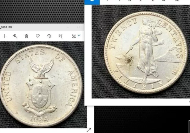 1944 Philippines 20 Centavos AU   .750 Silver ( Denver Mint )     #256