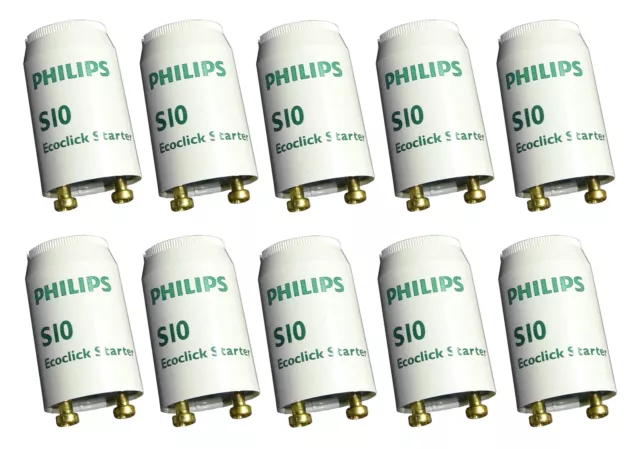 10 Stück | Starter Philips S10 für Leuchtstoffröhren von 4- 65 Watt |  NEU