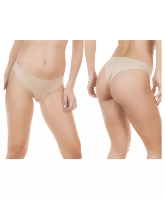 Jadea Pack da 3 Slip Brasiliana In Cotone Elastico Senza Cuciture Nude