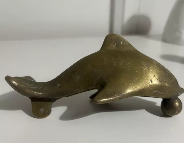 Antique solid brass dolphin door knocker