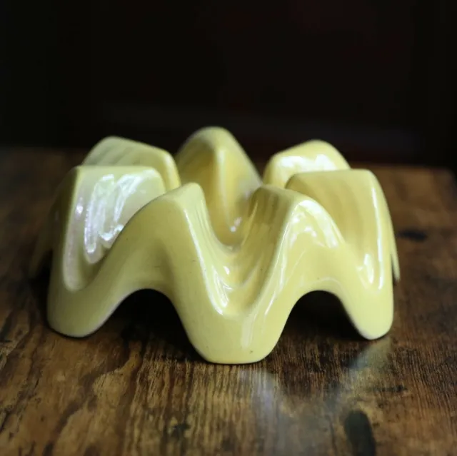 VTG FRANKOMA MCM Pottery Tea Light Candle Warmer Stand Mustard Yellow WA3