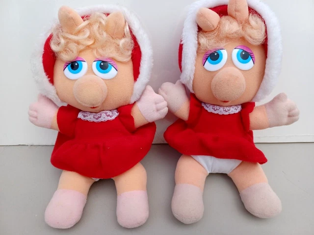 Muppet Babies Miss Piggy  LOT of (2) Vintage 1987 Christmas Plush Toy Jim Henson