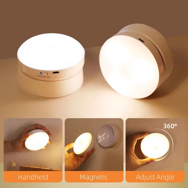 AUTOMATIC 360°ROTATION LED Wall Light Motion Sensor Night Light USB ...