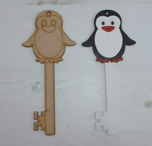 Key PENGUIN magic xmas tree decoration plaque MDF Wooden Christmas Santa