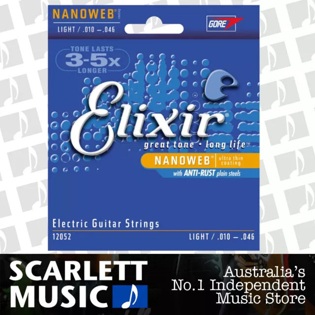 Elixir 12052 Electric Guitar Strings Nanoweb Light 10-46 E-NW-L