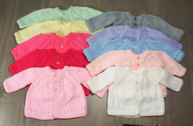 Hand Knitted Baby Cardigan 0-3 months various colours