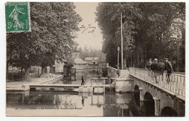 LOUVIERS - Eure - CPA 27 - le Canal et le boulevard Posel