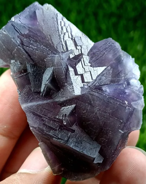 96g Purple Color Fluorite Cubic Crystals Cluster Specimen- Pakistan