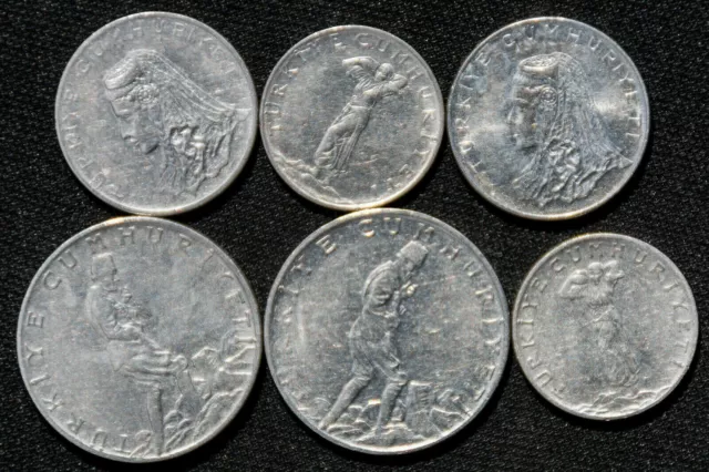 1963 - 1979 Turkey coin lot, 25, 50 kurus, 2.5 lira