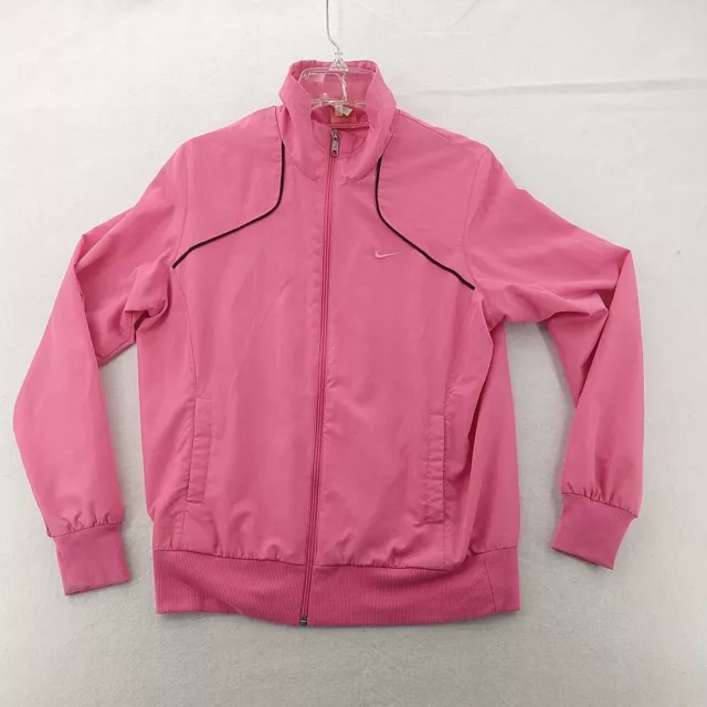 Vintage Nike Pink Track Jacket Womens Large Full Zip headphone slit Swoosh