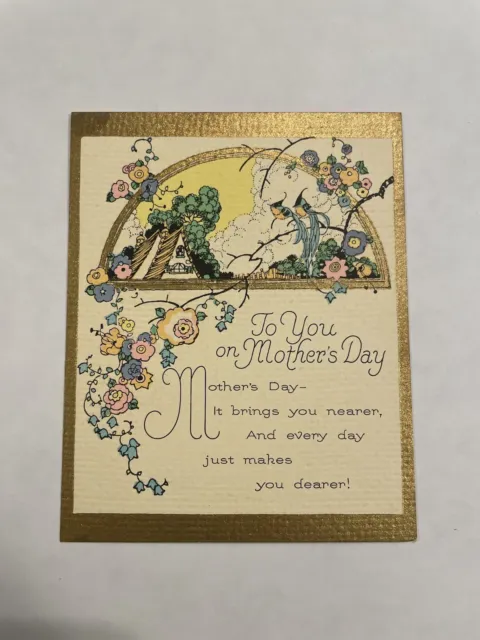 Vintage Mothers Day Card Victorian Art Deco, Makes You Dearer, Used