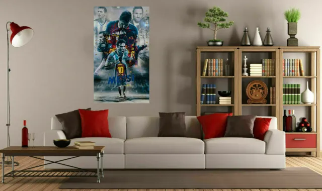Fußball Lionel Messi FC Barcelona Leinwand Wandbilder - Hochwertiger Kunstdruck 3