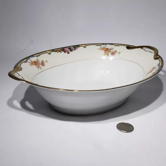 Noritake Oxford 10.5" Porcelain Oval Serving Bowl with Handles Japan 85963