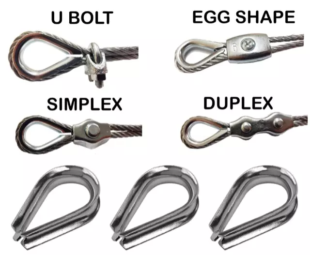 Simplex Duplex Egg Shape UBolt Thimble Steel Grip Clamp Clip Rope Wire #602