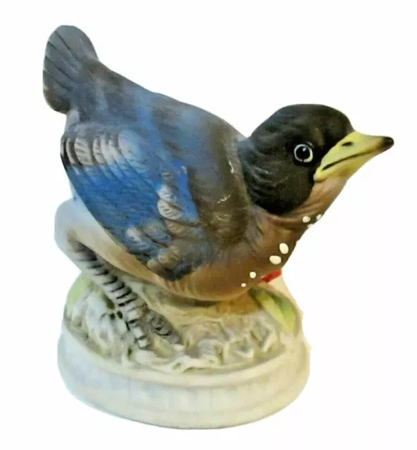 Lefton China Hand Painted Bisque Baby Blue Bird Figurine KW 1637 Made in Japan