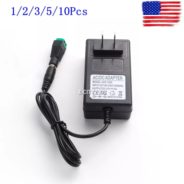 AC/DC 12V 5A Power Supply Adapter Transformer For 5050 3528 LED Strip Light 60W