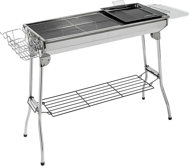 BBQ Holzkohlegrill Faltbar Edelstahl Klappgrill Standgrill Camping Grill Outdoor