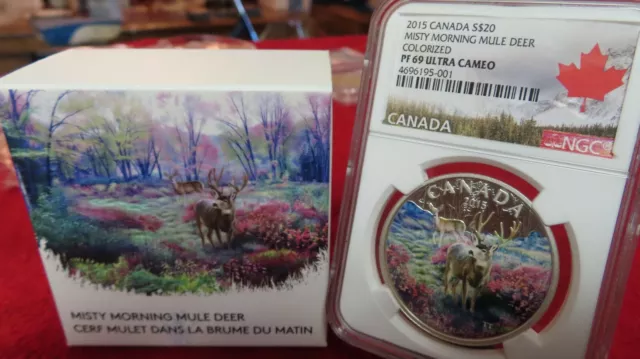 2015 Canada $20 Misty Morning Mule Deer W/Boxes Ngc Pf 70 Ultra Cameo Fr (Pop=3)