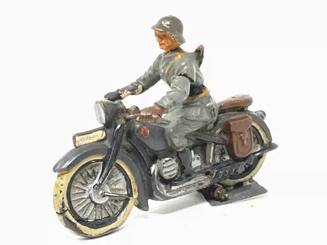 Lineol, Elastolin, Kradmelder Wehrmacht, Soldat sitzend, Militär Motorrad