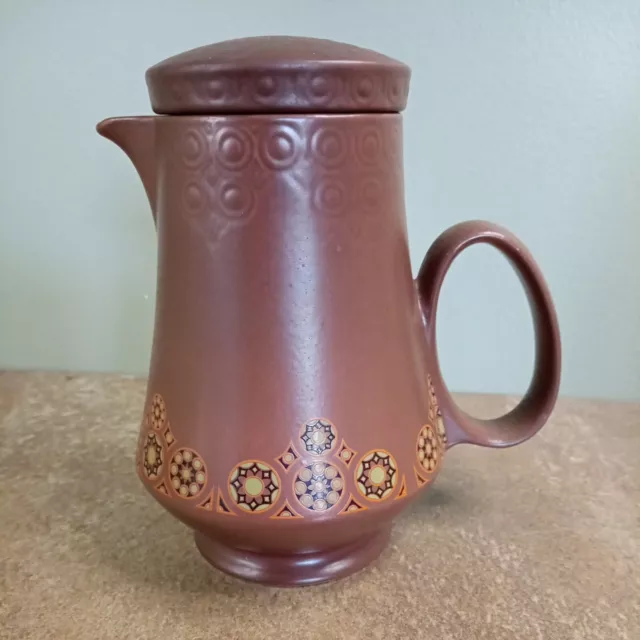 Vintage 1960s, Carlton Ware Water Jug with Lid, Retro, Brown & Orange Flowers