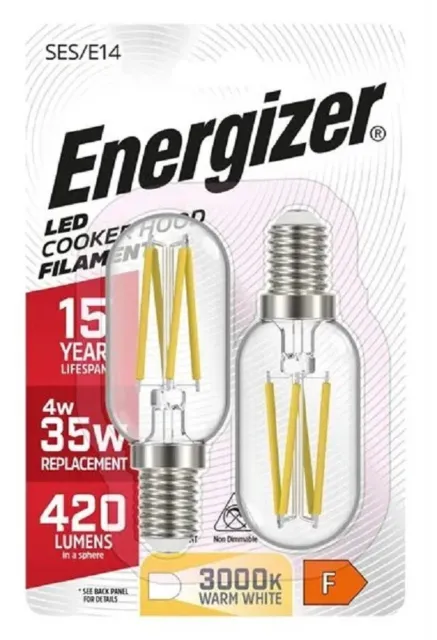 2 x Energizer LED 4W=35W Cooker Hood Extractor Fan Lamp Light Bulb 240v SES E14