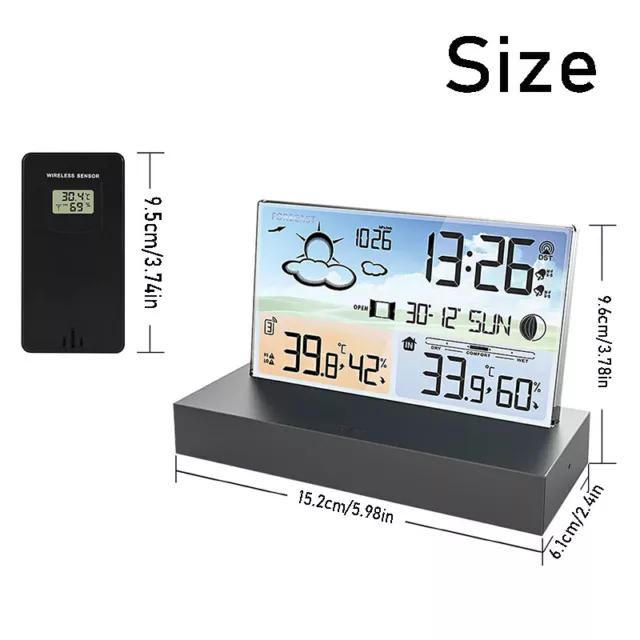 Wetterstation Funk Mit Farbdisplay Thermometer Innen-Außensensor Digitale Wecker