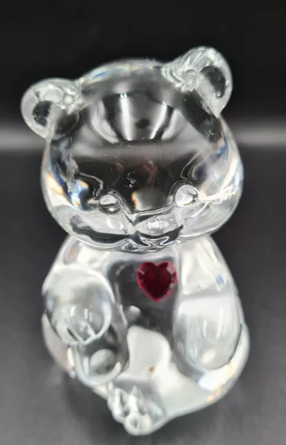 Fenton Clear Glass Ruby Red Birthstone July Teddy Bear Figurine