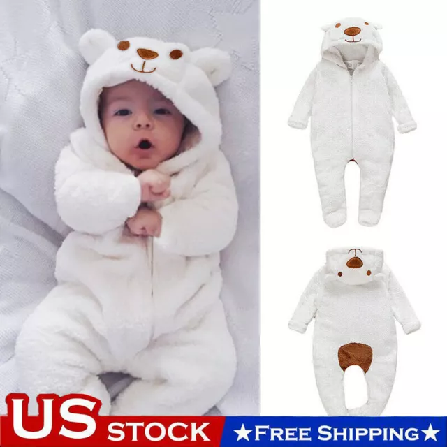 Newborn Kids Baby Boy Girl Infant Clothes Jumpsuit Romper Bodysuit Winter Outfit