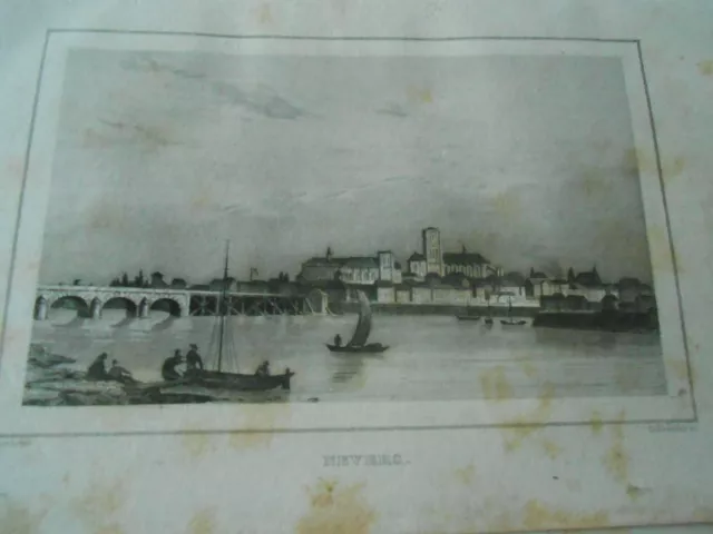 1838 Steel Engraving - View of Nevers Dpt de la Nièvre