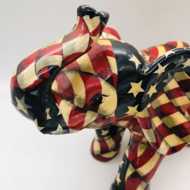 Vtg Elephant GOP Mascot Election Patriotic Flag Stars Stripe Red Blue 2