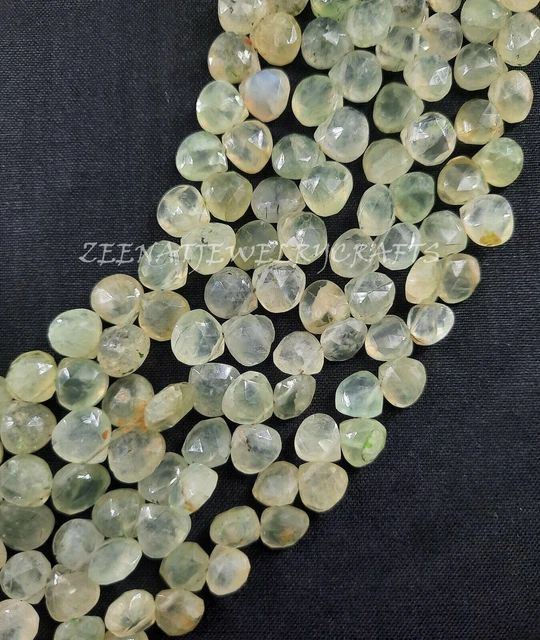 8" Perles de pierres précieuses en forme de cœur à facettes en rutile vert...