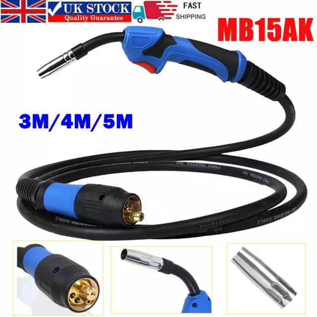 MAG MIG Welding Torch MB15AK Euro Connector 3/4/5M Gun Gas Conversion for Welder