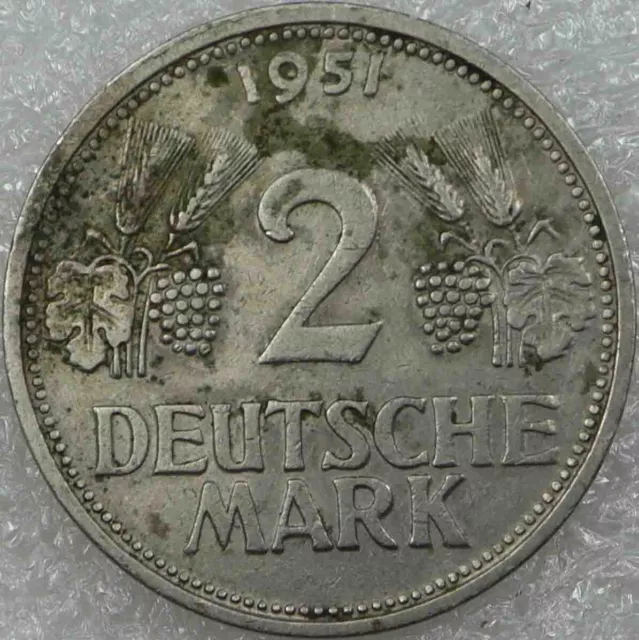 Germany 2 Deutsche Mark 1951 G CuNi coin [3862