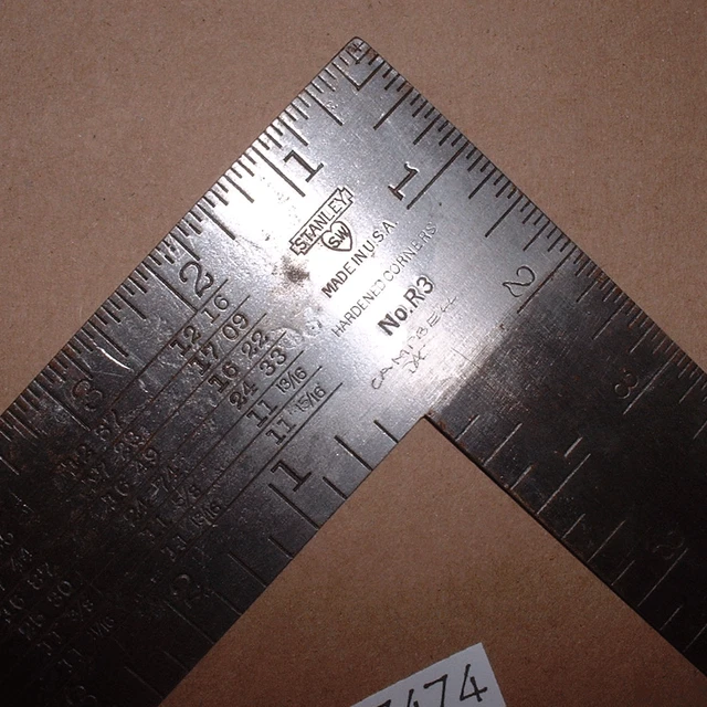 Vintage Stanley Sweetheart SW R3 Tapered Steel 16 x 24 Carpenter Rafter Square