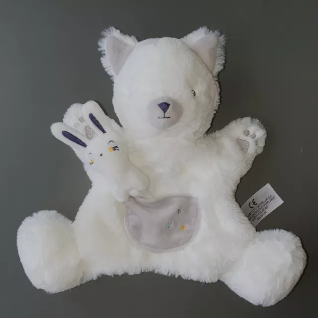 Doudou Ours Chat Blanc gris Poche Étoiles Marionnette kiabi simba toys Neuf