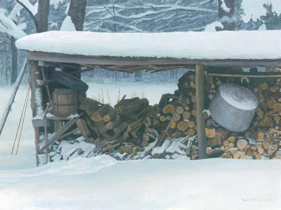 Robert Bateman Woodshed In Winter Ermine