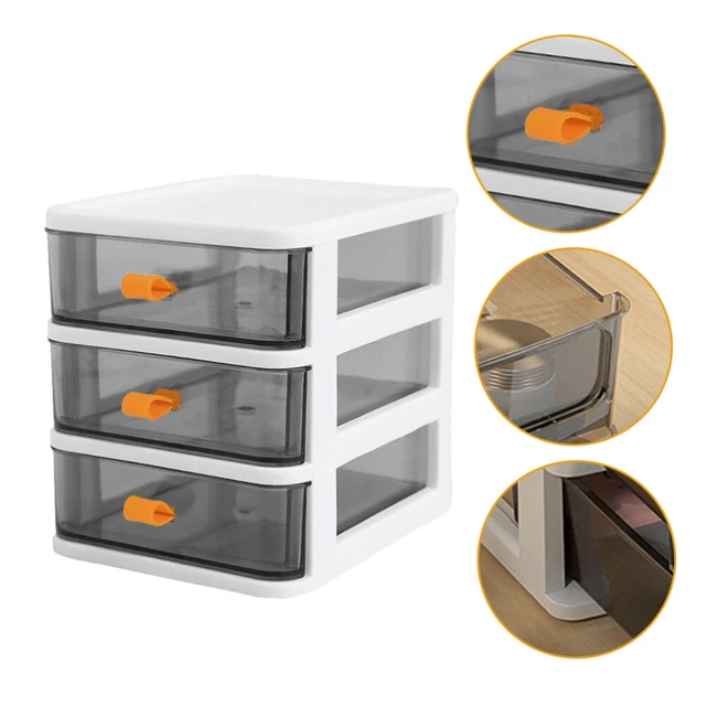 THREE TIER LOCKERS Office Plastic Storage Drawers Glass Case £14.49 ...