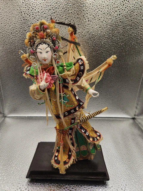 Asian Chinese Peking Opera Doll- Silk Figurine Oriental Broider Dolls