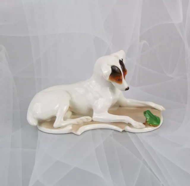 Nymphenburg Figur Hund mit Frosch "Jack Russell Terrier" Kärner Figure