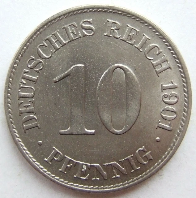 Moneta Reich Tedesco Impero Tedesco 10 Pfennig 1901 E IN Brillant uncirculated