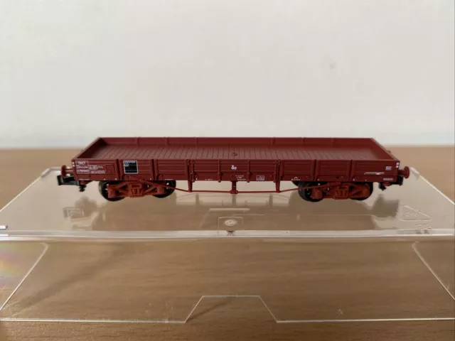 Fleischmann N 1/160 Réf.93 8262 F K Wagon ridelles basses bois boggies Brun